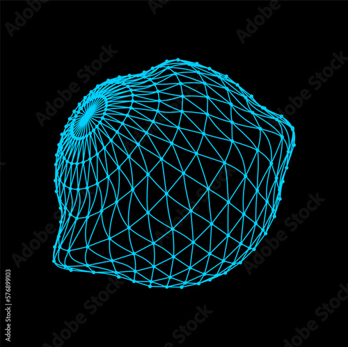 Futuristic glowing protection abstract sphere net. Vector force field shield, digital security mesh grid. Technology style HUD design element