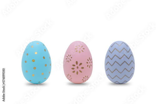 Happy Easter. Beautiful colorful egg with different pattern isolated on a white background.