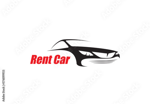 Car rent icon. Carsharing and automobile renting, driver hire service, company application vector symbol, graphic pictogram or icon with isolated luxury car, business class sedan auto silhouette