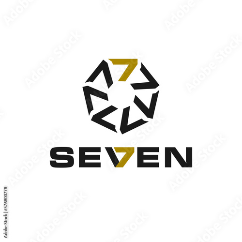 vector graphic illustration logo design for abstract mark monogram number 7