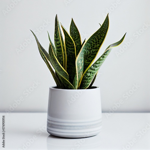 Snake plant in a pot with white background. Generative AI, Generative, AI