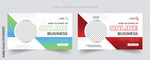 Online business creative YouTube YouTube video thumbnail and web banner template design