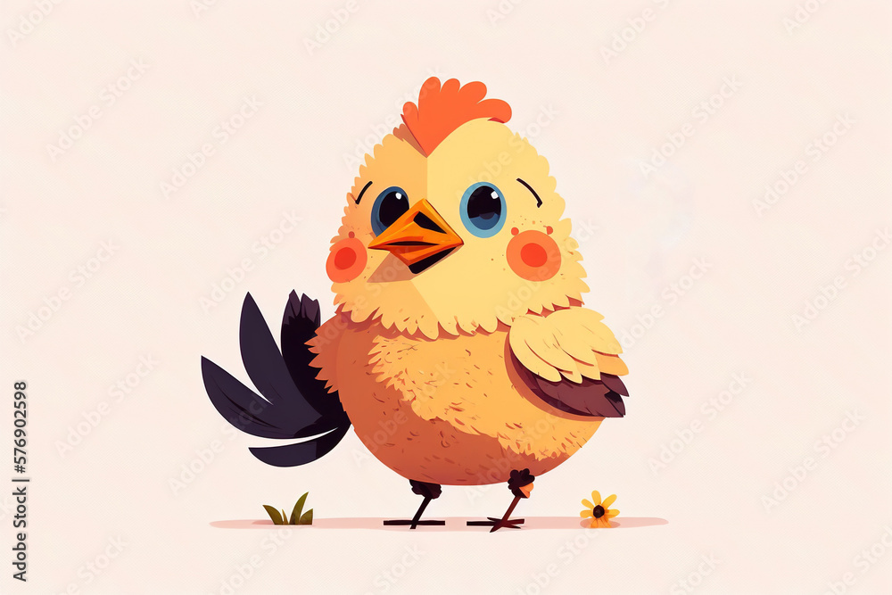 Chicken cute caracter on white Background. Generative ai Chicken cute caracter on white Background. Generative ai