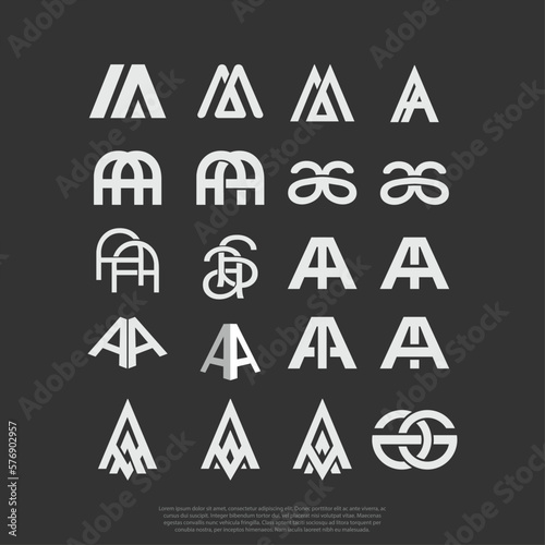 Letter AA logo concept templates, combine letter A and A in one shape logo design vector templates