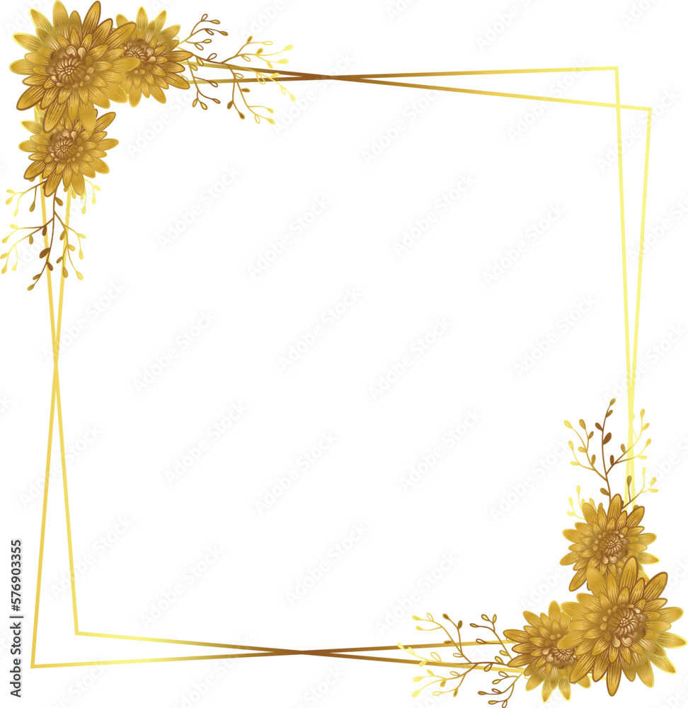 Obraz premium vintage gold flower frame 