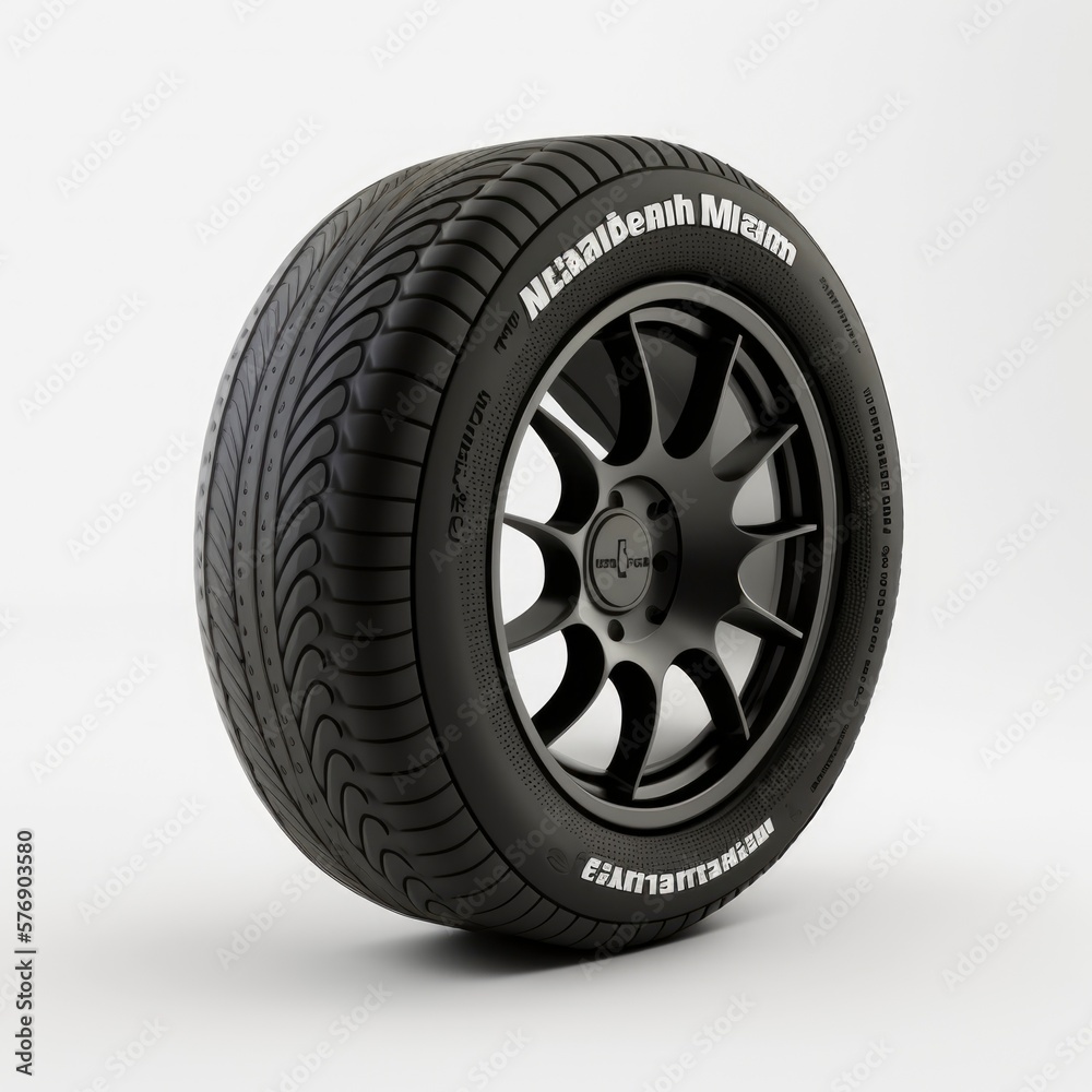 Obraz premium car wheel isolated on white background, copy space, 3d render, car tire, generative ai