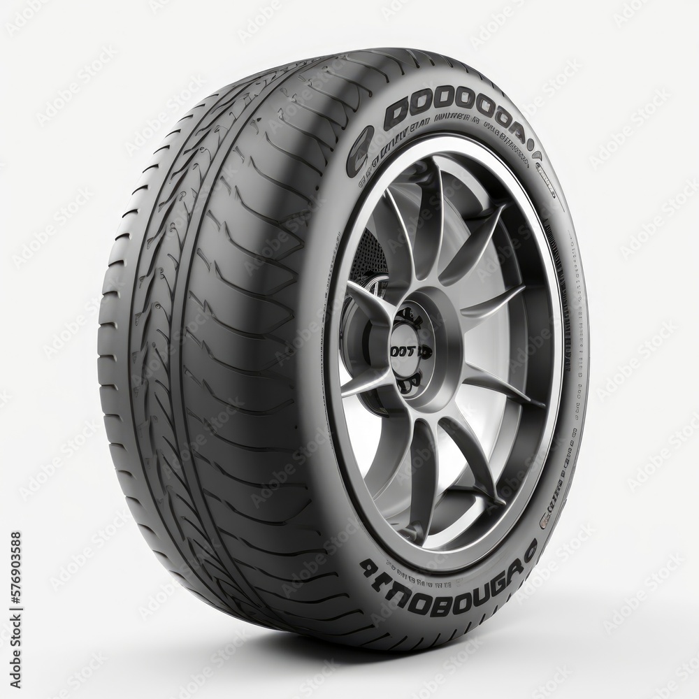 Obraz premium car wheel isolated on white background, copy space, 3d render, car tire, generative ai
