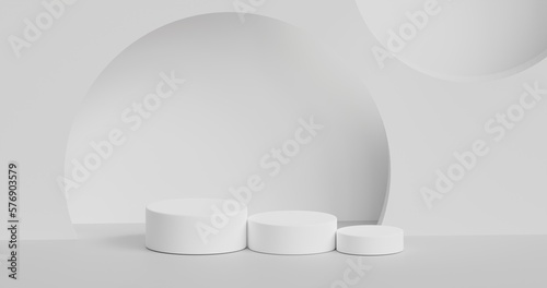 3d rendering of gray podium or pedestal for product display