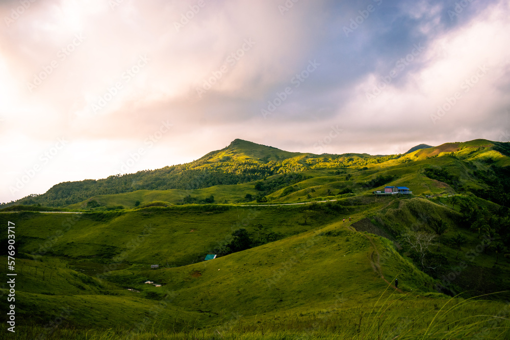 Golden sunrise in the mountains. Cabaliwan Peak, Romblon, Philippines