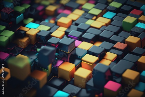 abstract colorful background of cubes  generative ai