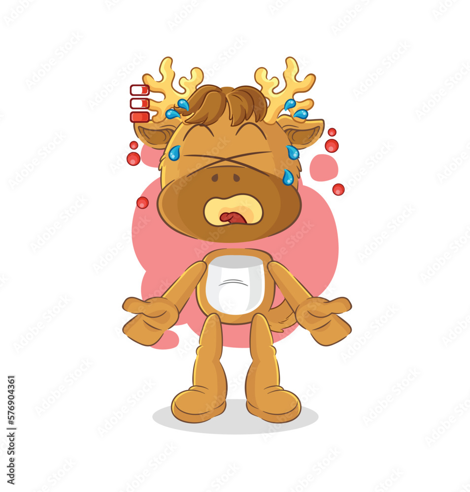 Fototapeta premium moose low battery mascot. cartoon vector