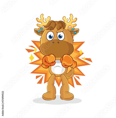Fototapeta Naklejka Na Ścianę i Meble -  moose boxer character. cartoon mascot vector