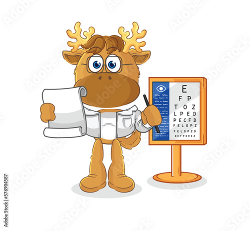 moose oculist cartoon. cartoon mascot vector