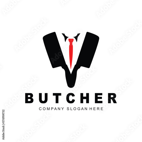 Butcher logo design, Knife Cutting Tool Vector Template, Product Brand Illustration Design For Butcher, Farm, Butcher Shop