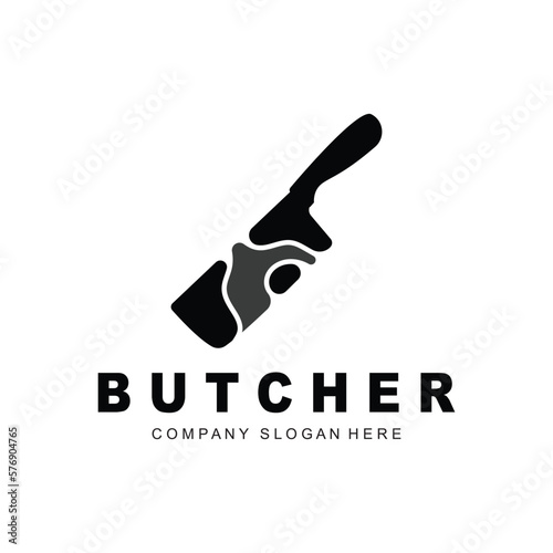 Butcher logo design, Knife Cutting Tool Vector Template, Product Brand Illustration Design For Butcher, Farm, Butcher Shop