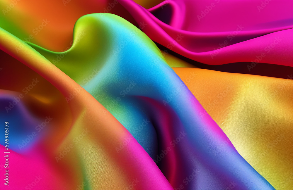 絹のような柔らかい虹色の布のイラスト(AI generated image)