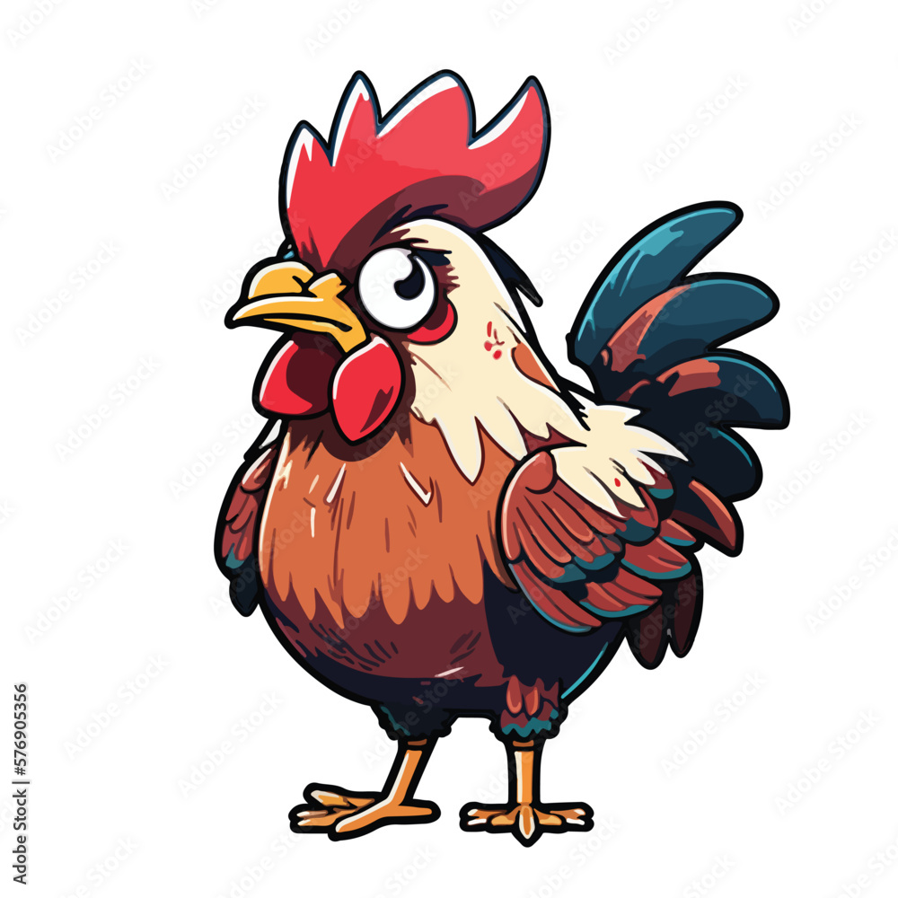 cute rooster cartoon style
