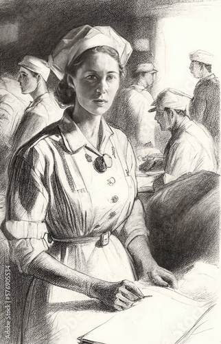 Women nurse in field hospital