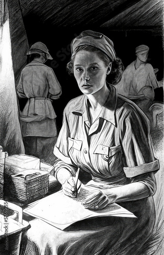 Women nurse in field hospital