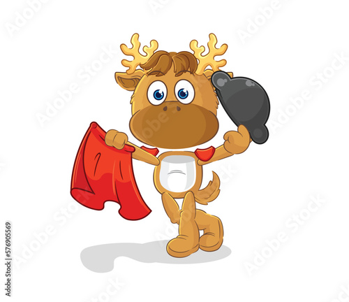 moose matador with red cloth illustration. character vector