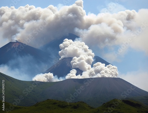 smoke from the volcano beautiful background wallpaper Stock photographic Image 