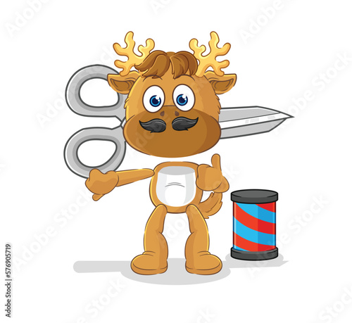 moose barber cartoon. cartoon mascot vector