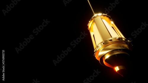 arabic lamps, gold lanterns with arab ornament, ring, 3D Rendering 6