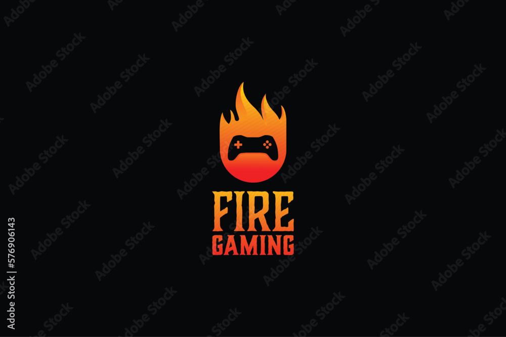 logo fire gaming on isolated black background. logo fire gaming on isolated black background.