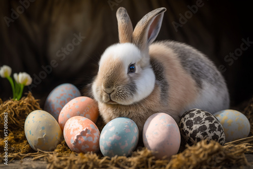 happy easter image created with Generative AI technology photo