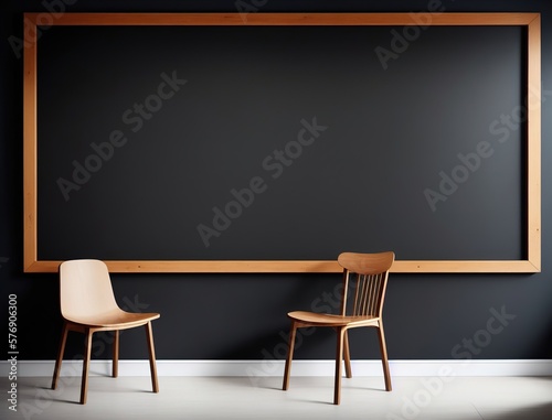 Blackboard School Room background with chair in front