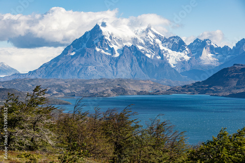 Lake Toro and snowy mountains of Torres del Paine National Park in Chile, Patagonia, South America © freedom_wanted