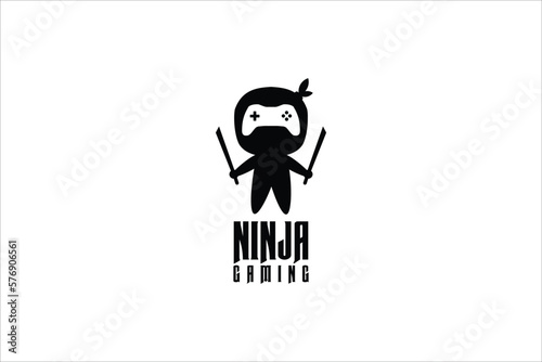 logo ninja gaming on isolated white background.