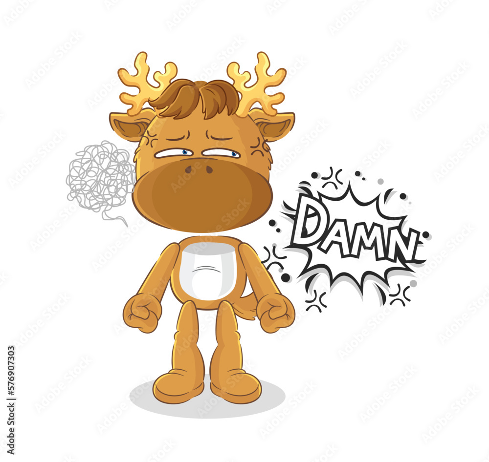 Fototapeta premium moose very pissed off illustration. character vector