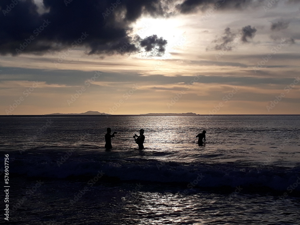 Fototapeta premium Fishermans In Ujungkulon Beach