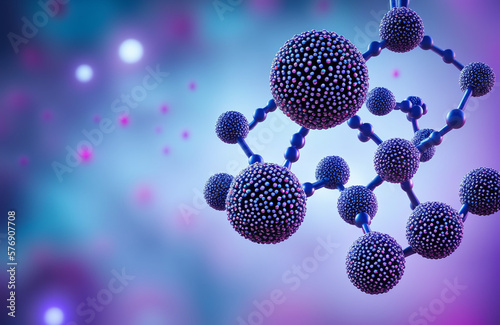 分子や原子のような科学や医学用の構造図のイラスト(AI generated image)