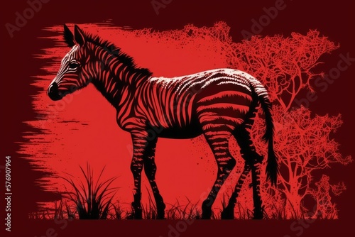 Unique zebra foal spotted in Masai Mara. Generative AI