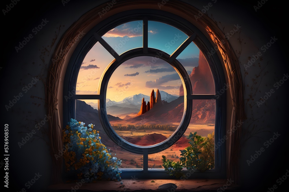 Obraz premium window created using AI Generative Technology