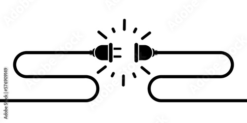 Electric socket with plug illustration. vector