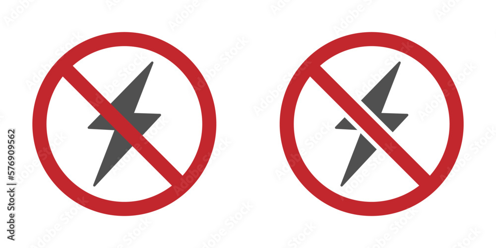 Electrical hazard sign with lightning vector icons set Electrical hazard sign with lightning vector icons set