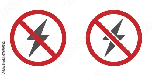 Electrical hazard sign with lightning vector icons set