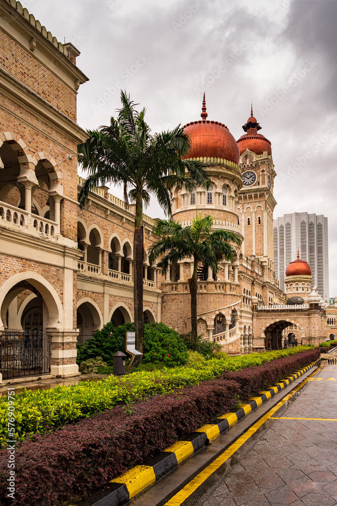 Sultan Abdul Samad Building on a cloudy rainy day. Kuala Lumpur. Malesia