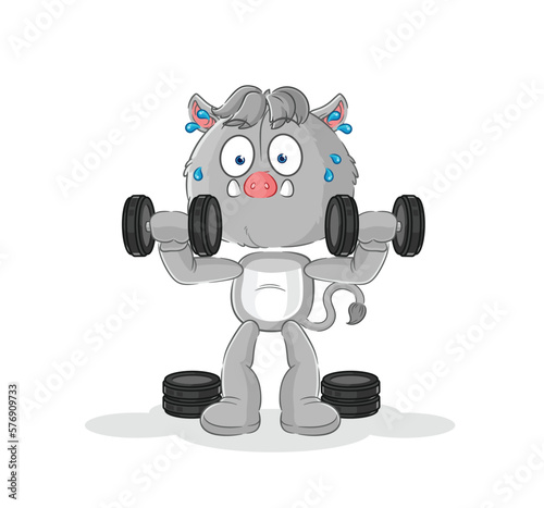 wild boar weight training illustration. character vector