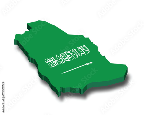 Saudi Arabia 3d vector flag map