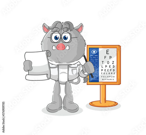 wild boar oculist cartoon. cartoon mascot vector