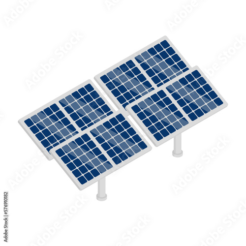 太陽光パネルのアイソメトリックイラスト　太陽光発電のイラスト素材