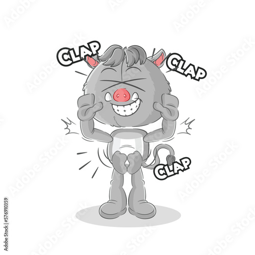 wild boar applause illustration. character vector