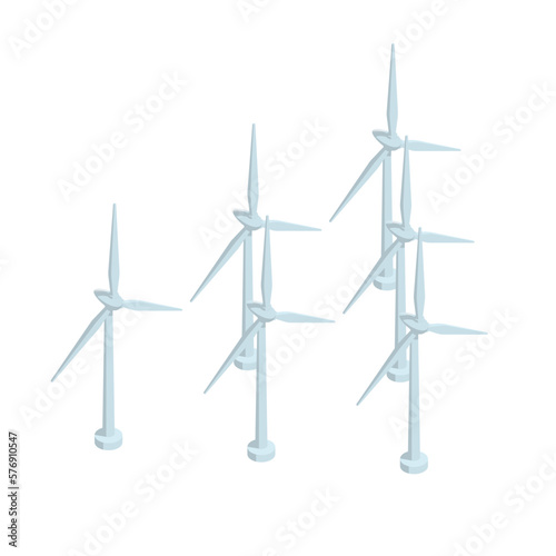 アイソメトリックの風力発電のイラスト素材　ベクター素材