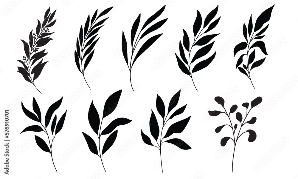 Line art leaf illustration vector on white background	
