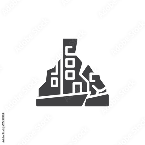 Destroyed house vector icon