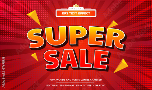 Super sale text effect template with minimalist style and bold font concept used for brand label and promotion tag